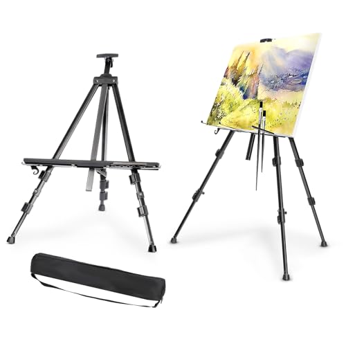 BALLSHOP Aluminium Staffelei 52-160cm Verstellbar Feldstaffelei Schwarz Anzeigen Atelierstaffelei Stativ Dreifuss Stand +Tasche Für Leinwand Poster Hochzeit Skizzieren Malen