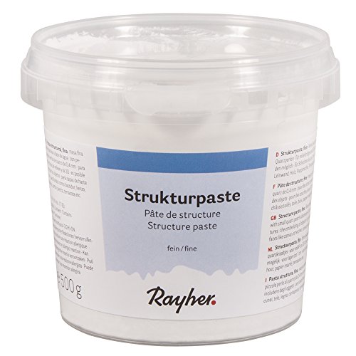 Rayher Hobby 38238000 Strukturpaste, weiß, feinkörnig, Dose 500 g, Strukturmedium für reliefartige, feinsandige Oberflächen, Spachtelmasse, Modelliermasse