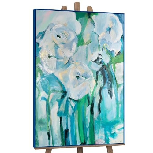 Florale Abstraktion in Acryl: Einzigartiges, handgemaltes Gemälde als modernes Wandbild und Kunstwerk für anspruchsvolle Wohndekoration 120x80 cm