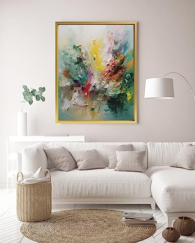 Monframe Schattenfugenrahmen - 80x100 cm - Gold - für Leinwandbilder auf Keilrahmen - Leerrahmen ohne Glas und Rückwand