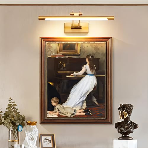 MantoLite Dimmbar Bild Wandleuchte 10W, Messing 40CM LED-Badspiegel Für Badezimmerspiegel Mit Drehbarem Lampenkopf Für Hotel Restaurant Arc Arm, Bett Leseleuchten Display Lamp 3000K/4500K/6000K MantoLite Dimmbar Bild Wandleuchte 10W, Messing 40CM LED-Badspiegel Für Badezimmerspiegel Mit Drehbarem Lampenkopf Für Hotel Restaurant Arc Arm, Bett Leseleuchten Display Lamp 3000K/4500K/6000K