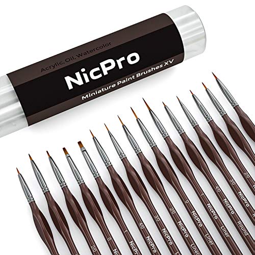 Nicpro Feiner Detail Pinsel Set, 15 Stück Pinselset Malen für Professionelle Künstler für Acryl, Aquarell, Öl, Malen nach Zahlen, Miniatur Modell, Nageldesign, Detailmalereien mit Halter Tasche Braun Nicpro Feiner Detail Pinsel Set, 15 Stück Pinselset Malen für Professionelle Künstler für Acryl, Aquarell, Öl, Malen nach Zahlen, Miniatur Modell, Nageldesign, Detailmalereien mit Halter Tasche Braun