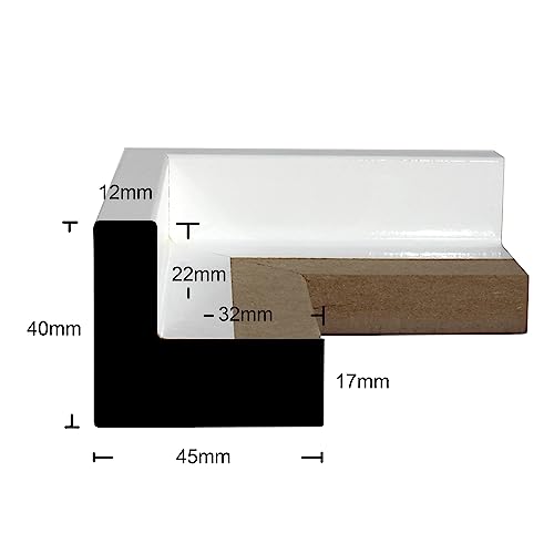Monframe Schattenfugenrahmen - 80x100 cm - Weiß Glanz - für Leinwandbilder auf Keilrahmen - Leerrahmen ohne Glas und Rückwand