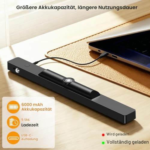 ceshu 40 cm Bilderleuchte kabellos mit Bewegungssensor, 6000-mAh-Akku, dimmbar