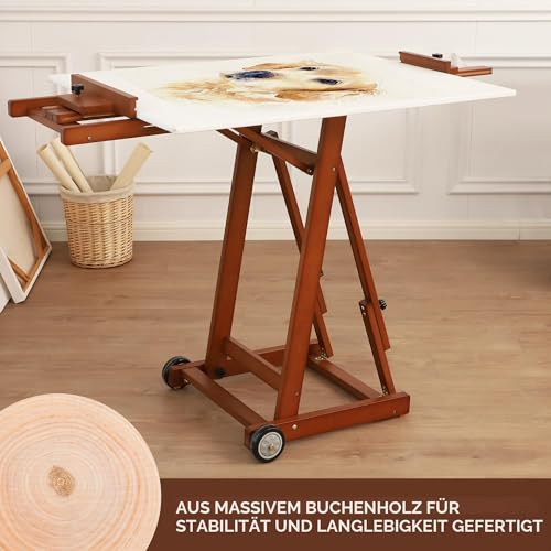 VISWIN Zusammenklappbar H-Rahmen Staffelei Holz Groß für 1&2 Leinwände, Bewegliche Buchenholz Staffelei Groß, Verstellbarer Ständer Malstaffelei für Künstler, Erwachsene, Leinwand Ständer für Malen