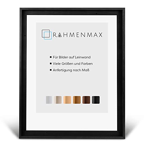 RahmenMax® Luzern Schattenfugenrahmen 80x100 cm aus lackiertem Massiv Holz/Rahmen für Leinwand/Bilderrahmen für Keilrahmen/Leinwandrahmen in Schwarz - Maßanfertigung möglich
