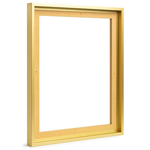 Monframe Schattenfugenrahmen - 80x100 cm - Gold - für Leinwandbilder auf Keilrahmen - Leerrahmen ohne Glas und Rückwand
