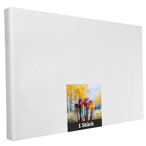 Keilrahmen Set aus 1 Stück in 80x120 cm, weiße Künstlerleinwand aus Polyester, zum Bemalen, fertig bespannt, geeignet für Acrylfarben oder Textilfarben, DIY Projektbedarf für Maler und Künstler