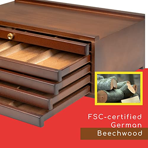 MEEDEN Holz Staffelei Walnuss mit 10 Schubladen -Große Bleistiftbox aus Buchenholz mit Schubladen und Fächern für Bleistifte, Stifte, Marker, Pinsel und Stempel