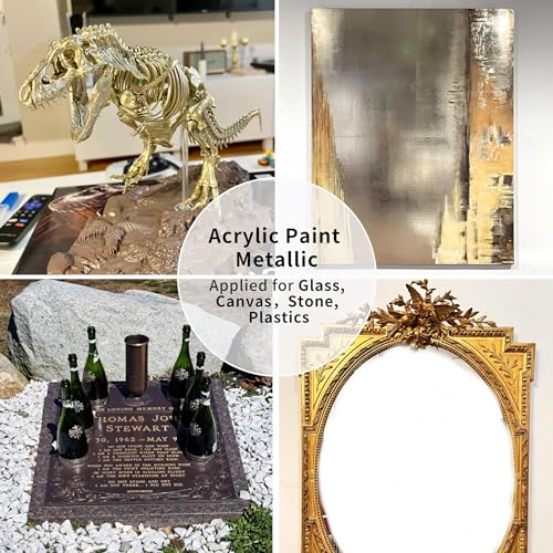 KIRIN Acrylfarben-Set Metallic Gold, Silber und Bronze, 3 x 125 g