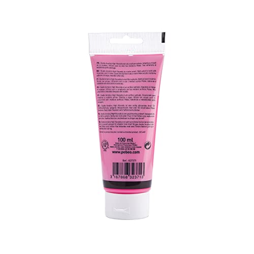 Pébéo Acrylic Fine Studio Acrylics Künstler Profis und Anfänger-Leuchtende und pigmentierte Farbe Rosa-100 ml Acrylfarbe, Fluoreszierendes Rosa, 100 Milliliters