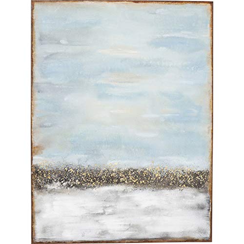 Kare Design Acrylbild Abstract Horizon, Grau/Gold, Leinwandbild, Wandbild mit Rahmen, Canvas, Massivholz Rahmen, Acrylfarbe, handgemalt, Abstrakt, Modern, Wohnzimmer, Schlafzimmer, Flur, 120x90cm