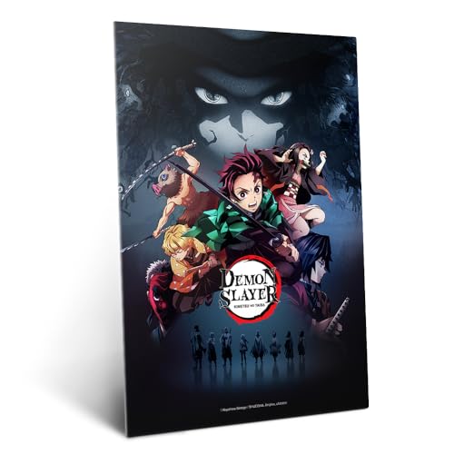 Metallposter von Demon Slayer als Wanddeko für Manga-Fans und Geschenkideen in 48 cm x 67.5 cm