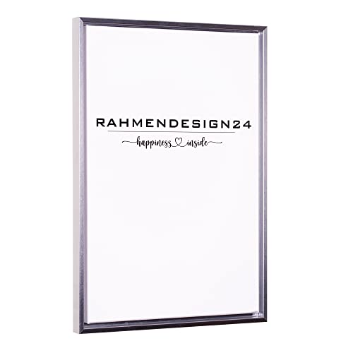 Rahmendesign24 Schattenfugenrahmen Oslo für Keilrahmenbilder und Leinwände 80x120 Silber (Hochglanz) Schattenfuge