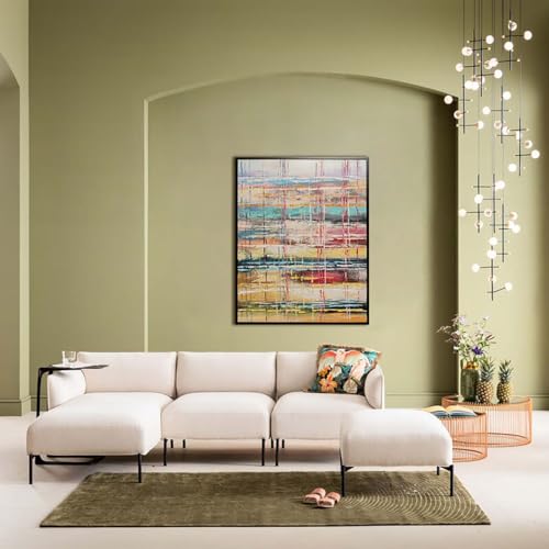 Kare Design Bild mit Rahmen Orizzonte Bunt, Leinwand, Wanddekoration, Kunstwerk, Acrylfarbe, handgemalte Details, Abstrakt, Modern, Wohnzimmer, Schlafzimmer, Flur, 80x100cm