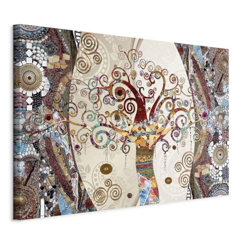 murando - Wanddeko 120x80 cm – Leinwandbild für Wohnzimmer und Schlafzimmer - Künstlerisch bunt Pflanzen Bäume Gustav Klimt abstrakt modern l-A-0004-b-b