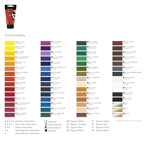 Marabu 12200003970 - Artist Acryl titanweiß 75 ml, feine Acrylfarbe in Künstlerqualität, auf Wasserbasis, pastose Konsistenz, hoch pigmentiert, sehr gute Brillanz und Deckkraft