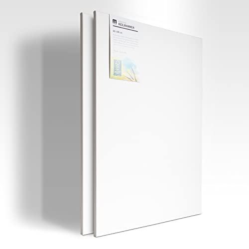 2er-Set Künstler-Leinwand zum Bemalen 60x80cm groß. Die leere, weiße Leinwand aus 100% Baumwolle ist umlaufend gespannt auf FSC® Holz-Keilrahmen mit 17mm Stärke, 280g/m², 2-fach weiß grundiert