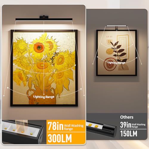 AIBOO kabellose LED Bilderleuchte 60 cm, aufladbar mit Fernbedienung, Schwarz