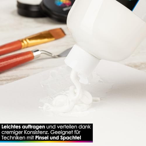 OfficeTree Acrylfarbe Weiß 500ml - Acrylfarbe Wasserbasis Weiß - White Acrylic Paint für Acrylmalerei, Hobbykünstler - Weiße Acrylfarbe Ideal zum Mischen