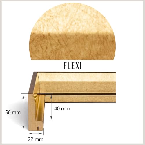 Bildershop-24 Schattenfugenrahmen FLEXI in Blattgold 50x50cm für Leinwandbilder und Keilrahmenbilder bis 4 cm Tiefe