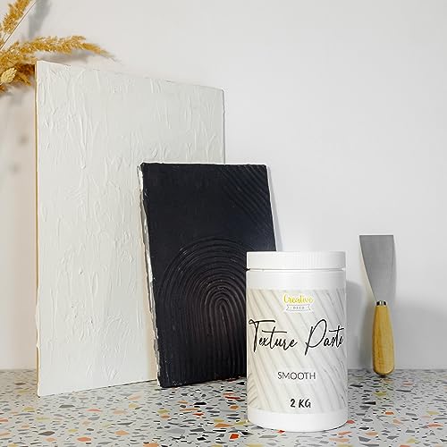 Creative Deco Strukturpaste Glatt 2 kg | Weiße Spachtelmasse für Acrylmalerei | Modellierpaste für Kunstprojekte, Acrylfarbe, DIY, 3D-Effekte, Texturen | Einfach mit Palettenmesser aufzutragen