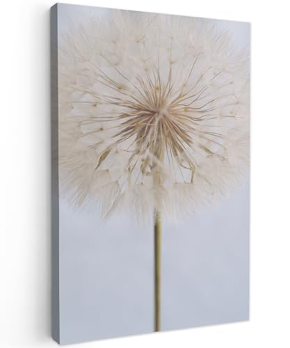 MuchoWow Leinwand Bilder, Einzigartige Wanddeko mit Rahmen, Blumen - Löwenzahn - Entwurf, Wandbilder Wohnzimmer, Deko Schlafzimmer 80x120 cm