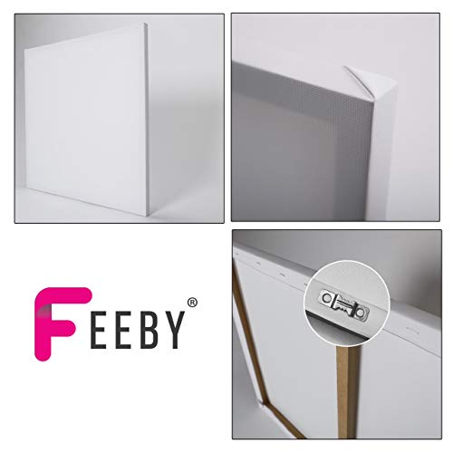 Feeby - Wandbilder Wohnzimmer Abstrakt Geometrie 80x120 cm Leinwand Bilder, Bilder für Schlafzimmer, Echter Gemalter Effekt, Moderne Wanddeko, Gemälde - Boho Wie Gemalt Beige