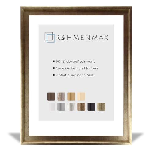 MDF-Leerrahmen ASTURIEN speziell für Leinwandbilder BZW. Keilrahmenbilder im Format 80 x 100 cm. Schattenfugenrahmen in der Farbe: Gold Antik Dekor. 10 Farben zur Auswahl