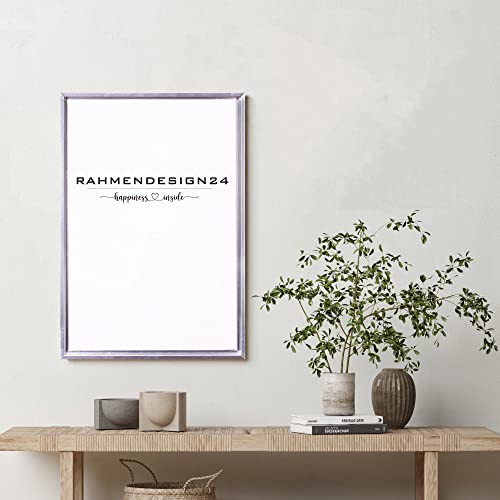 Rahmendesign24 Schattenfugenrahmen Oslo für Keilrahmenbilder und Leinwände 80x120 Silber (Hochglanz) Schattenfuge