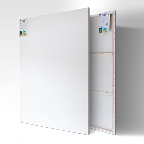 M MERCEO 2 Stück XXL Leinwand zum Bemalen - 100 cm x 140 cm - Leinwand Set für Malerei - große leere Leinwandpaneele für Künstler - Leinen-Rahmen 100% Baumwolle 380 g/m² 2-fach weiß grundiert
