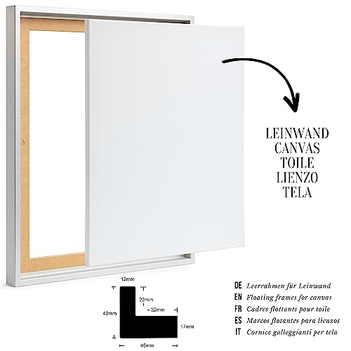 NB Akzent Schattenfugenrahmen XXL 80x100 cm - Silber – Leerrahmen mit Tiefeneffekt aus MDF Holz in zerlegter Form – für Leinwandbilder auf Keilrahmen