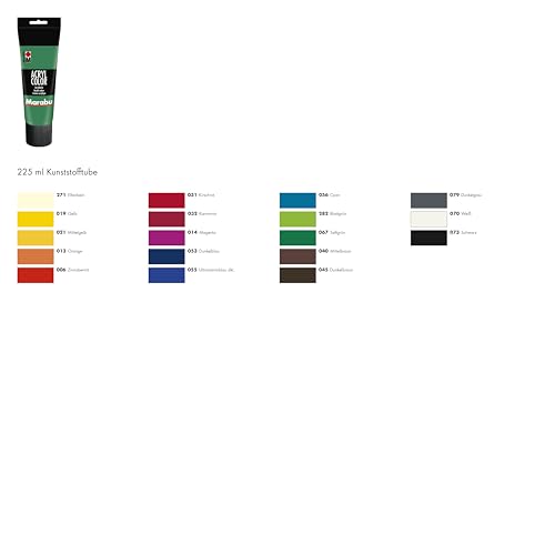 Marabu Acryl Color Weiß 225 ml – cremige Acrylfarbe auf Wasserbasis