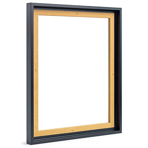 Monframe Schattenfugenrahmen - 60x90 cm - Schwarz - für Leinwandbilder auf Keilrahmen - Leerrahmen ohne Glas und Rückwand