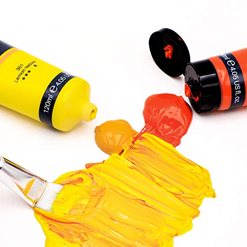 Artecho Acrylfarbe Orange 120 ml, Wasserfest und Lichtecht, Schnell Trocknend, Acrylfarbe für Leinwand, Holz, Stoff, Handwerk, Leder und Stein.