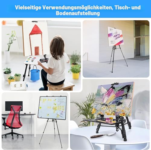 VAIIGO Staffelei aus Aluminium, höhenverstellbar von 50 bis 152 cm, schwarz