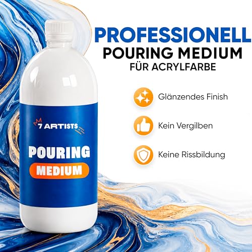7 Artists Pouring Medium Acryl Glänzend 1000 ml - Acryl Medium Pouring Fluid für Acrylfarben | Kunst & Malen