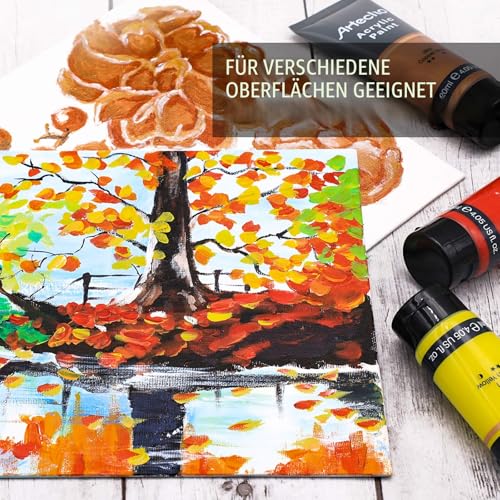 Artecho Acrylfarbe Orange 120 ml, Wasserfest und Lichtecht, Schnell Trocknend, Acrylfarbe für Leinwand, Holz, Stoff, Handwerk, Leder und Stein.