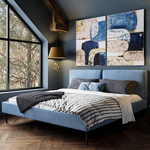 Kare Design Leinwandbild Art Ovals Blau/Rosa, Leinwand, Wanddekoration, Massivholz Rahmen, handgemalte Details, Acrylfarbe, Wandbild, Abstrakt, Modern, Wohnzimmer, Schlafzimmer, Flur, 120x90x3,7cm