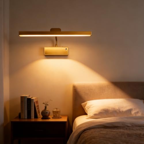 da LIGHT Akku Bilderleuchte kabellos, dimmbar, mit Fernbedienung, gold
