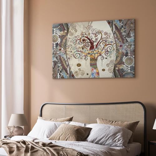 murando - Wanddeko 120x80 cm – Leinwandbild für Wohnzimmer und Schlafzimmer - Künstlerisch bunt Pflanzen Bäume Gustav Klimt abstrakt modern l-A-0004-b-b