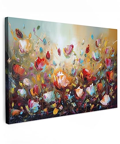 MuchoWow© Leinwände Groß 120x80 cm XXL Wall Decoration Bilder Schlafzimmer Deko Pictures Canvas Painting Wanddekoration Wohnzimmer Wanddeko Blumen - Kunstdruck - Natur - Öl - Gemälde