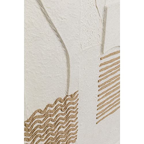Kare Design Objektbild Sandy Geometric Braun/Weiß, Massivholz Rahmen, handgemalte Details, Abstrakt, Modern, Wohnzimmer, Leinwand, Wanddekoration, Kunstwerk, Bild mit Rahmen, 121,5x81x3,5cm