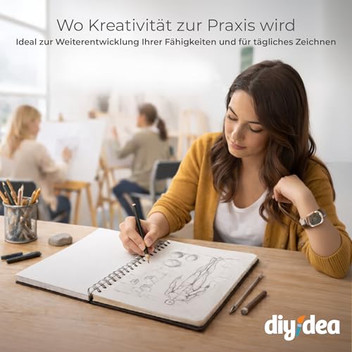 DIYIDEA Skizzenbuch A5 mit 200 g/m², 100 Seiten, Spiralbindung, Hardcover, Schwarz