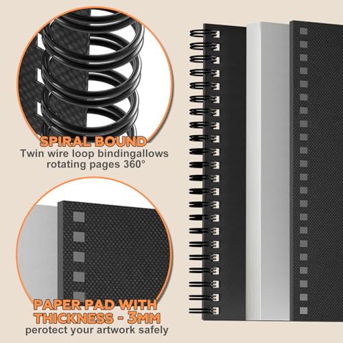 joibabe 2er-Set A5 Skizzenbücher mit Spiralbindung, 100 g/m², 160 Blatt
