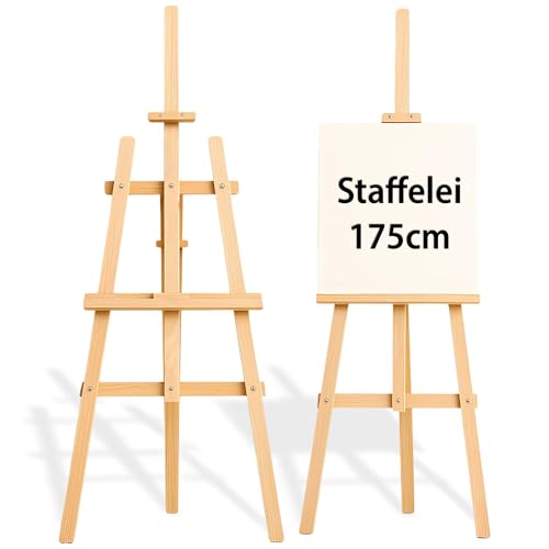Staffelei Holz groß Leinwand Ständer 175 cm - Holzständer für Sitzplan Hochzeit Canvas Painting Staffeleien Bilderständer Easel für Kinder und Erwachsene Kiefernholz