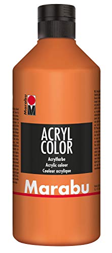 Marabu 12010075013 - Acryl Color orange 500 ml, cremige Acrylfarbe auf Wasserbasis, schnell trocknend, lichtecht, wasserfest, zum Auftragen mit Pinsel und Schwamm auf Leinwand, Papier und Holz