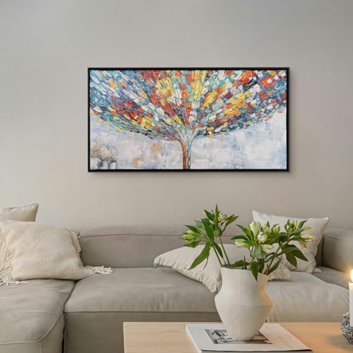 Handgemaltes Acryl-Gemälde 100x50 Panorama Leinwandbild mit Schwarzen Rahmen - Klang der Stille