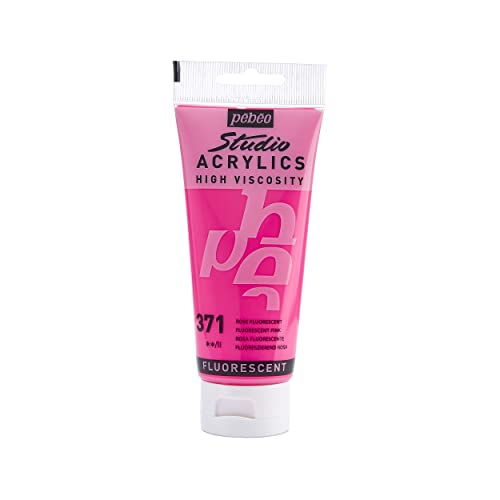 Pébéo Acrylic Fine Studio Acrylics Künstler Profis und Anfänger-Leuchtende und pigmentierte Farbe Rosa-100 ml Acrylfarbe, Fluoreszierendes Rosa, 100 Milliliters