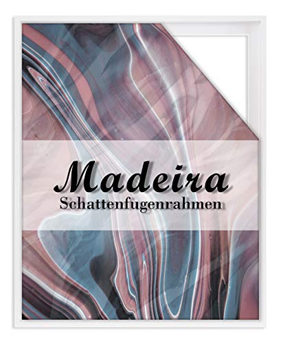 BIRAPA Madeira Schattenfugenrahmen für Leinwand 100x140 cm in Weiß, Holzrahmen, Rahmen für Leinwände, Leerrahmen für Leinwand, Schattenfugenrahmen für Keilrahmen